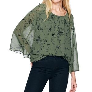 Kensie Floral Printed Boho Chiffon Top NWT
